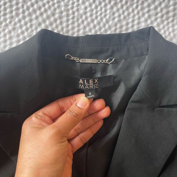 ALEX MARIE Women's Black Button Front Coats Suit Blazer Jacket Size 8 - Picture 7 of 7
